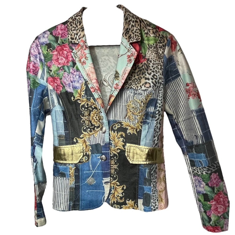 NICE Istanbul Couture Graphic and Rhinestone Blazer